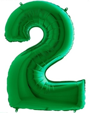 Balon Foliowy Cyfra Cyferka 2 Zielona 100 cm GRABO