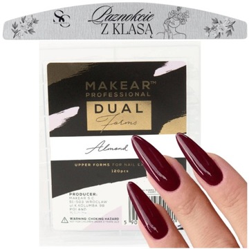 Makear Dual Form Almond Migdałki formy górne do akrylożelu 120szt + PILNIK