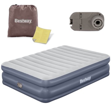 MATERAC DMUCHANY DO SPANIA ŁÓŻKO 203x152x51cm BESTWAY POMPKA 2 os.