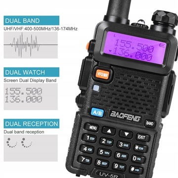 2 рации Baofeng UV-5R, 5 Вт, 2800 мАч, мощные