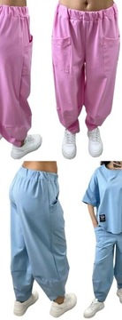WŁOSKI ELEGANCKI KOMPLET BAWEŁNIANY BLUZKA SPODNIE DRESOWY OVERSIZE 2XL