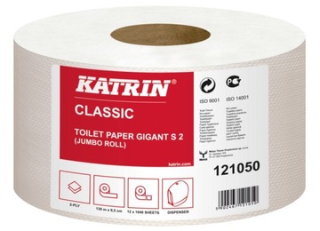 PAPIER TOALETOWY KATRIN CLASSIC JUMBO 12X130M BEZZAPACHOWY EKSTRA CHŁONNY