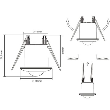 ДАТЧИК ДВИЖЕНИЯ ПОТОЛОЧНЫЙ PIR-ДАТЧИК СКРЫТОГО МОНТАЖА СВЕТОДИОДНЫЙ МИНИ-ПОТОЛОЧНЫЙ ДЕТЕКТОР 800Вт 360