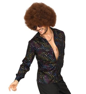 РУБАШКА ДИСКО 70-Х С РАЗНОЦВЕТНЫМИ ТОЧКАМИ XXL