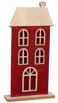 DOMEK DOM FIGURKA ŚWIĄTECZNA NA STROIK WIANEK CHOINKĘ DREWNIANY FILCOWY