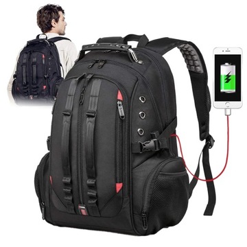 PLECAK MĘSKI GÓRSKI TURYSTYCZNY SPORTOWY ANTYKRADZIEŻOWY 40L 50x37x19CM