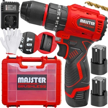 UDAROWA WIERTARKO WKRĘTARKA BEZSZCZOTKOWA 2xAKU 18V WALIZKA MAJSTER PRO