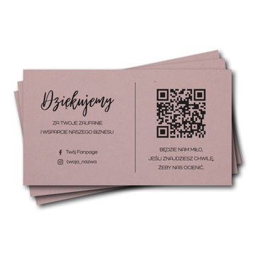 100x Podziękowanie za zakupy + kod QR gotowy szablon, brązowy róż 250g