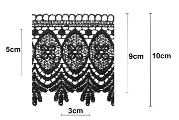 Лента гипюровая кружевная черная, высота 10 см.