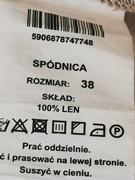 SPÓDNICA SOLAR BEŻOWA LNIANA rozm. 38