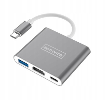 Адаптер ZENWIRE 3in1 MHL HUB USB C HDMI 4K для MacBook Samsung