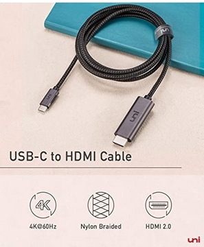 kabel USB C do HDMI (4K/60 Hz) uni 6ft 1.8 m