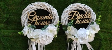 Wianek na drzwi Dom Pana Młodego 25 cm niebieska dekoracja