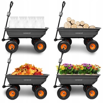 ПРИЦЕП ДЛЯ САДОВОГО ТРАНСПОРТА ПРИЦЕП ТАЧКА НАДУВНЫЕ КОЛЕСА ДО 300 КГ 75 Л