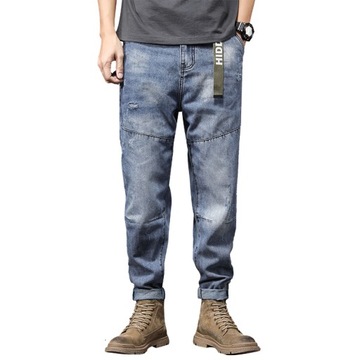 Brand Man Jean Loose Fit Light Blue Hip Hop Distre