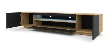 Szafka RTV 200 komoda artisan czarny + oświetlenie