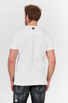 Philipp Plein Biały t-shirt z czaszką i logo XXL