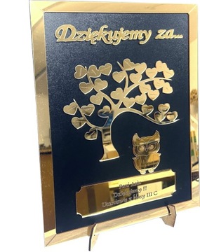 PODZIĘKOWANIE DLA NAUCZYCIELA na koniec roku PREZENT złoty obraz 3D