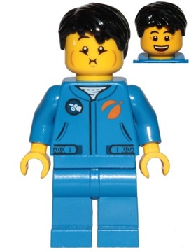 A12*LEGO SPACE FIGURKA KOSMONAUTA ASTRONAUTA na TRENINGU WŁOSY czarne, NOWY