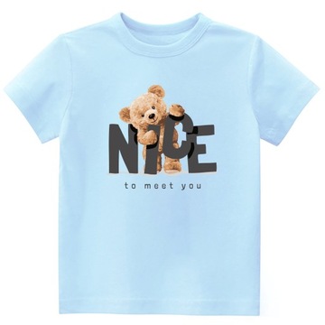 Koszulka z misiem T-shirt chłopięcy Miś do przedszkola szkoły r. 134