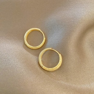 2PCS/Set Fashion Gold Color Hoop Earrings for