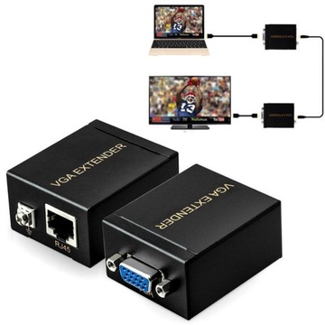 Extender VGA 60m Audio Video Splitter po LAN RJ 45