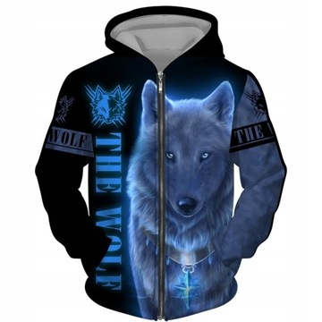 BLUZA ZE WZOREM 3D WZÓR WILK ROZPINANA