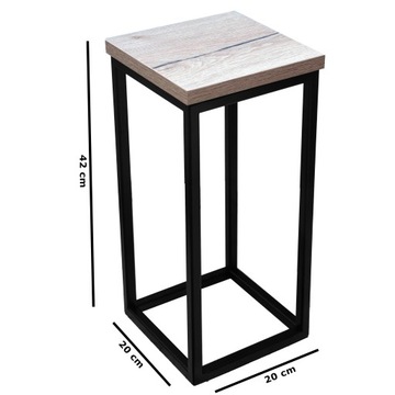 Подставка для цветов, металл, сталь, промышленный стол LOFT, столешница, Дуб Артизан