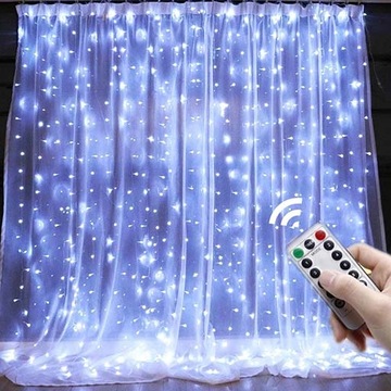 НАРУЖНЫЕ ЛАМПЫ СВЕТОДИОДНАЯ СВЕТОВАЯ ЗАВЕСА 200 3X2M ХОЛОДНЫЙ БЕЛЫЙ С USB-КРЮКОМ