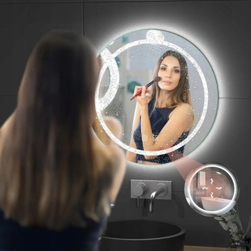 КРУГЛОЕ ПОДВЕСНОЕ ЗЕРКАЛО ДЛЯ ВАННОЙ, СО СВЕТОДИОДНОЙ ПОДСВЕТКОЙ, ПОДВЕСКА 70 СМ