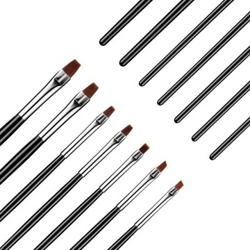 Набор кистей BLACK GEL, гибридный гель, 7 шт, кисти для декора.