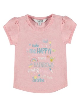 T-shirt dziewczęcy, różowy, napisy, Kanz, r. 80