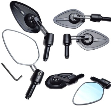 Uniwersalne Lusterka Motocykl mocowane w kierownicę Metal CNC HEBE Czarne