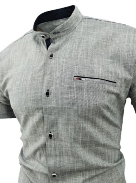 МУЖСКАЯ СЕРАЯ РУБАШКА С КОРОТКИМ РУКАВОМ SIGN STAND-UP XL 43/44