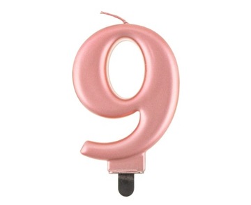 ŚWIECZKA URODZINOWA CYFRA 9 dziewięć RÓŻ ROSE GOLD