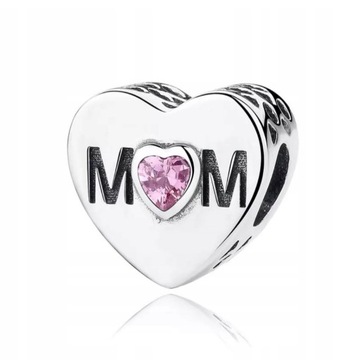 Charms serce MUM zawieszka S925 MAMA