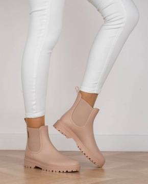 MATOWE KALOSZE BOTKI BEŻOWE SZTYBLETY 41