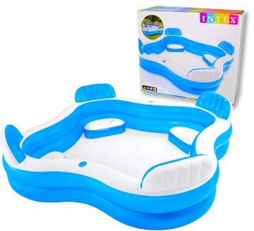 DUŻY BASEN OGRODOWY INTEX Z SIEDZENIAMI 4 OSOBOWY DLA RODZINY 229 x 229 cm