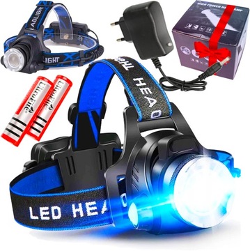 LATARKA CZOŁOWA LED ZOOM XML-T6 CREE LAMPKA CZOŁÓWKA ŁADOWARKA + AKUMULATOR