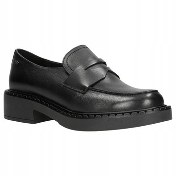 BUTY DAMSKIE SKÓRZANE naturalna Półbuty MOKASYNY wsuwane czarne Wojas r. 38