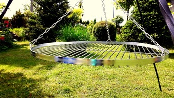 GRILL TRÓJNÓG KUTY RUSZT PALENISKO 80CM+KOŁOWROTEK