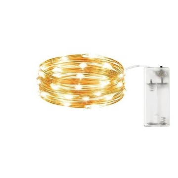 РОЖДЕСТВЕНСКИЕ ОГНИ НА ПРОВОДЕ 20 СВЕТОДИОДОВ НА БАТАРЕЯХ ТЕПЛЫЙ СВЕТ