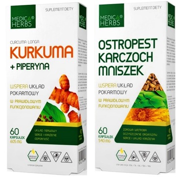OSTROPEST KARCZOCH MNISZEK + KURKUMA PIPERYNA Regeneracja WĄTROBA Trawienie