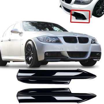 FLAPSY DOKŁADKA ZDERZAKA BMW E90 E91 M PAKIET SPOILER PRZÓD CZARNY POŁYSK
