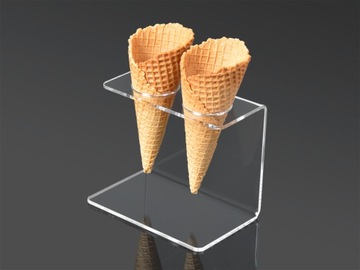 ПОДСТАВКА, КОРМУШКА, ПОДСТАВКА ДЛЯ ВАФЕЛЬ ДЛЯ МОРОЖЕНОГО, на 2 МОРОЖЕНЫХ из ПЛЕКСИ, ПЛЕКСИ