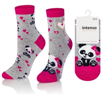 SKARPETKI WALENTYNKOWE INTENSO DAMSKIE NA PREZENT WALENTYNKI PANDA PREMIUM