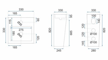Отдельностоящая керамическая раковина KAMILA WHITE