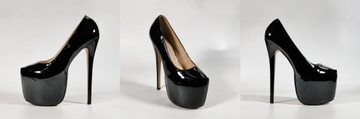 СЕКСУАЛЬНЫЕ ЖЕНСКИЕ ТУФЛИ, ЧЕРНЫЕ КАБЛУКИ НА ПЛАТФОРМЕ 18 СМ СЕКСУАЛЬНЫЕ ТУФЛИ 39
