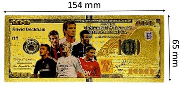 BECKHAM Pozłacany Banknot Kolekcjonerski z PCV GADŻET DLA FANA PREZENT