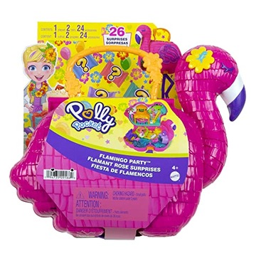 POLLY POCKET PINIATA FLAMING Z BASENEM 26 NIESPODZIANEK 2 LALKI CONFETTI